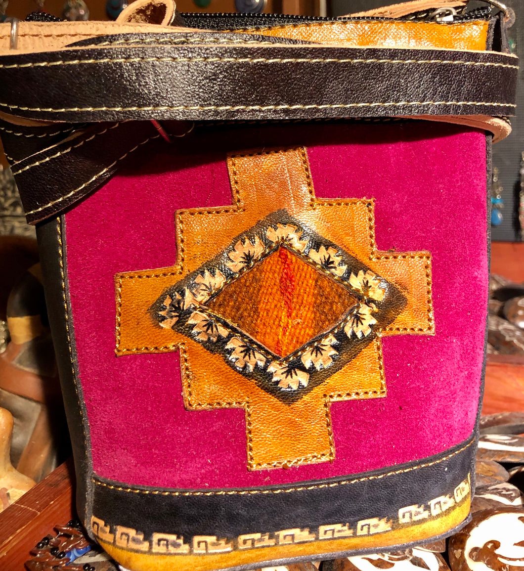 Leder Tasche Inka Motive